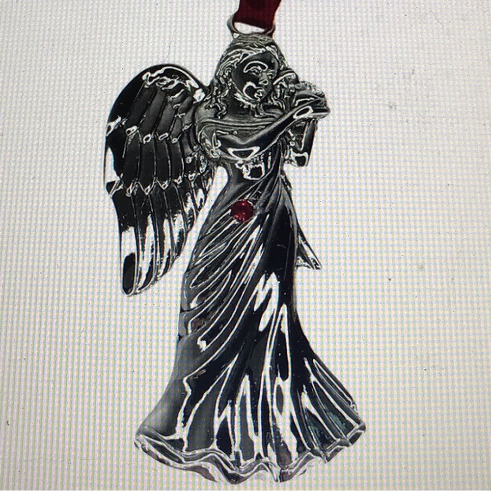 REGENT SQUARE Silver Plated Angel With Swarovski Crystal Christmas Ornament